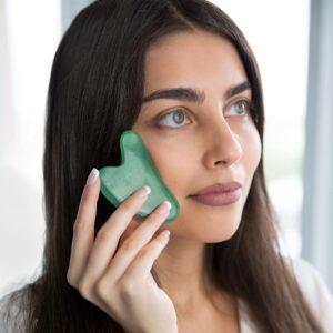 INOTKA Jade Gua Sha Massage Tool for Facial and Body Massage,Green Aventurine, Gua Sha Stones and Lymphatic Drainage Tool