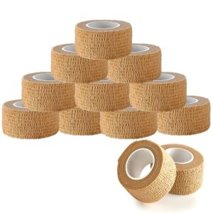 self adhesive bandages - 1" x 5 yards per roll - pack of 12 rolls, elastic self adherent cohesive wrap first aid tape for sprain swelling and soreness on wrist and ankle