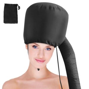 bonnet hood hairdryer attachment - upgraded hair dryer bonnet with chin strap and longer extended hose more easy to enjoy styling, curling and hair deep conditioning, free carrying case hooded dryer.