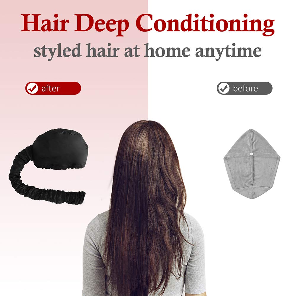 Bonnet Hood Hairdryer Attachment - Upgraded Hair Dryer Bonnet with Chin Strap and Longer Extended Hose More Easy to Enjoy Styling, Curling and Hair Deep Conditioning, Free Carrying Case Hooded Dryer.