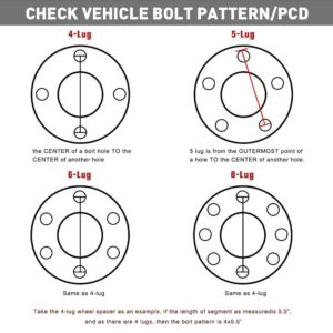 DCVAMOUS 4PC 8x6.5 to 8x170 Wheel Adapters 2 Inch with 9/16" Studs Compatible with Dodge F-ord 8 Lug for 1994-2010 R-A-M 2500 3500 | 1975-1998 F250 F350 (9/16" Lugs) | 1975-1986 C20 C30 K20 K30 J20