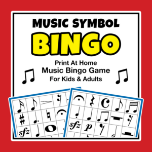 music symbol bingo: print at home music bingo game for kids & adults