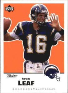 1999 upper deck retro #136 ryan leaf san diego chargers official nfl football trading card in raw (nm or better) condition