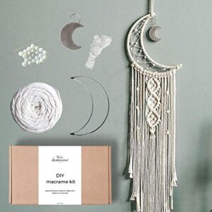 DREAMWEAVER CRAFTS Macramé Moon Dreamcatcher DIY Craft Kit – Make Your Own Bohemian Style Home Décor Wall Hanging – Rewarding Art Project for Teens or Adults