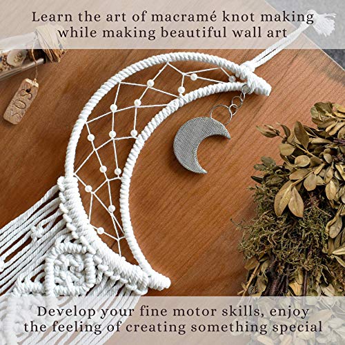 DREAMWEAVER CRAFTS Macramé Moon Dreamcatcher DIY Craft Kit – Make Your Own Bohemian Style Home Décor Wall Hanging – Rewarding Art Project for Teens or Adults