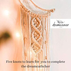 DREAMWEAVER CRAFTS Macramé Moon Dreamcatcher DIY Craft Kit – Make Your Own Bohemian Style Home Décor Wall Hanging – Rewarding Art Project for Teens or Adults