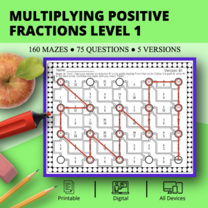 multiplying fractions level 1 maze activity sets