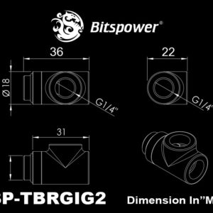 Bitspower T-Block Rotary Fitting, Black Sparkle