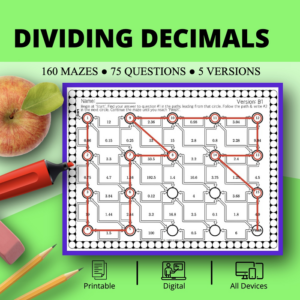 dividing decimals maze activity sets