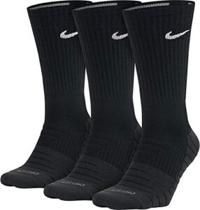 unisex nike everyday max cushion crew training sock (size large, 3 pairs)