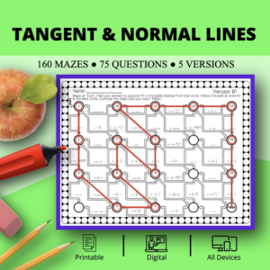 calculus: tangent & normal lines maze activity sets