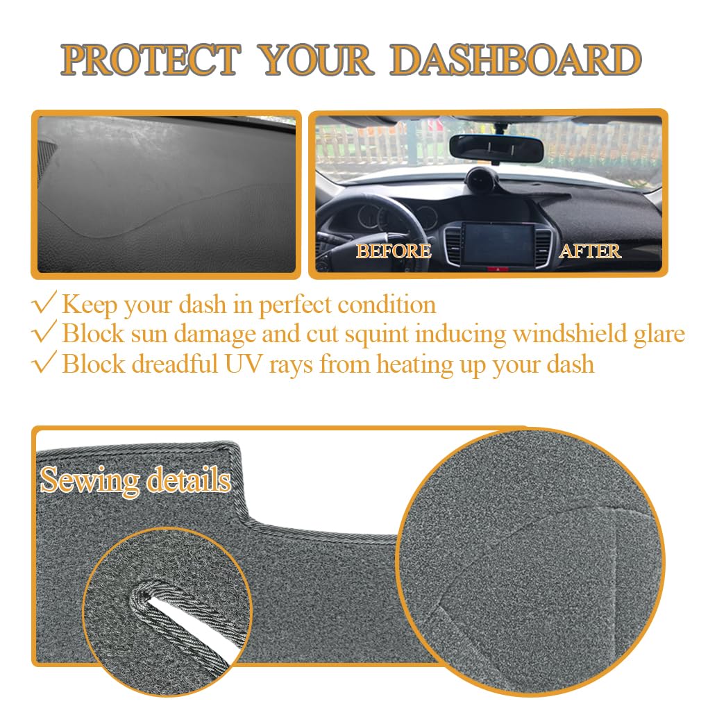 Dash Cover Mat Custom Fit for Ford E150 E250 E350 E450 Econoline Cargo Van,Dashboard Cover Pad Carpet (Dark Gray) J39