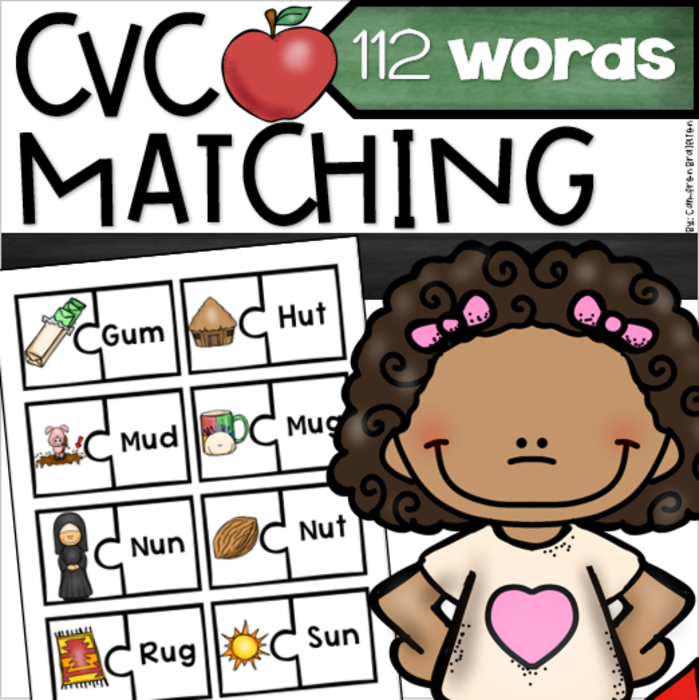 CVC Word Families Phonics Matching Puzzles Activity