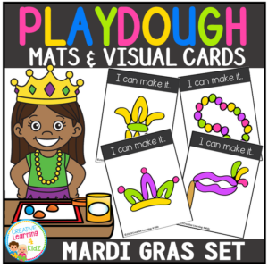 playdough mats & visual cards: mardi gras