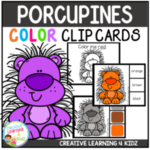 color clip cards: porcupine