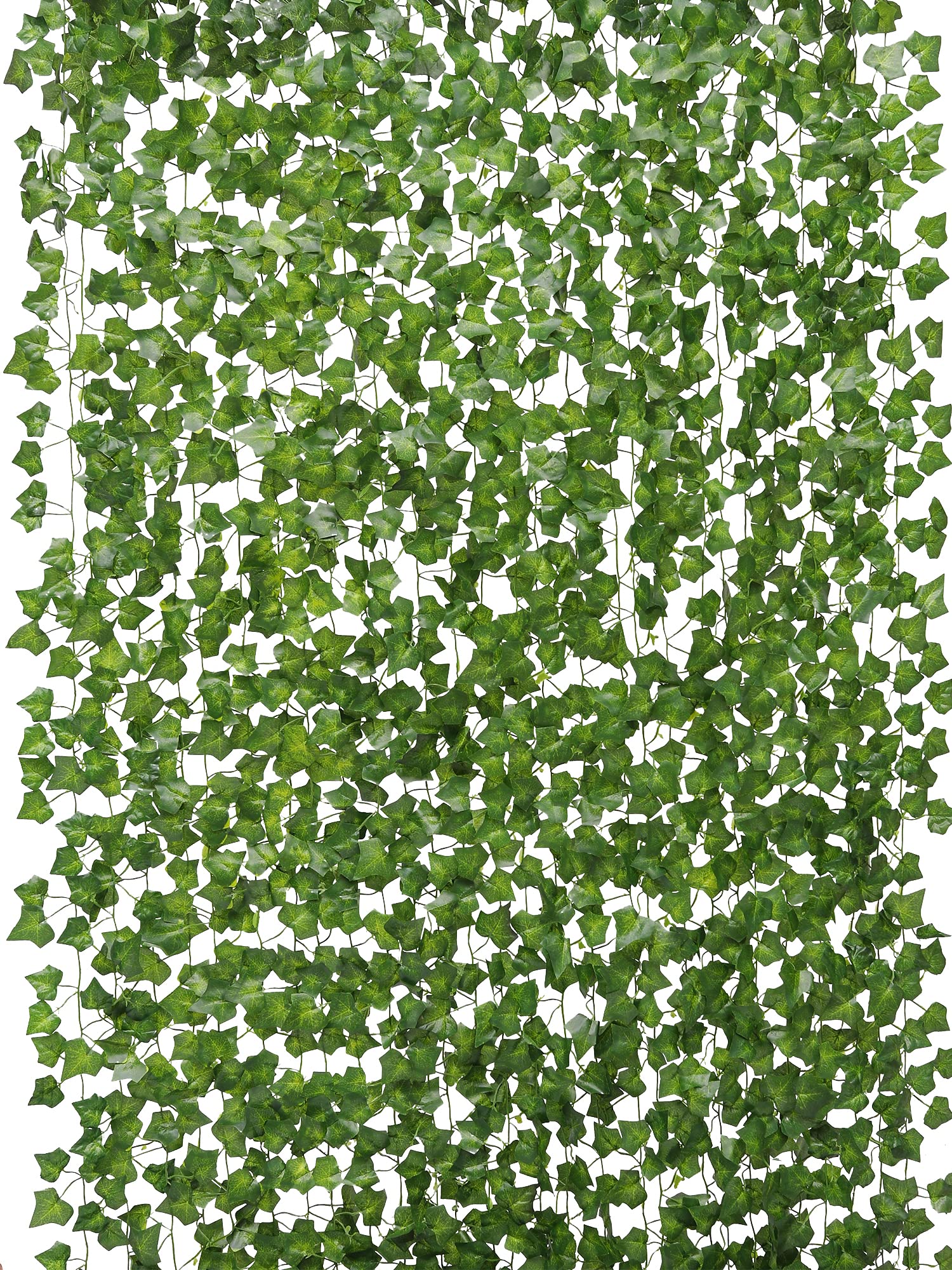 PARTY JOY 84Ft 12 Strands Artificial Ivy Leaf Vines Hanging Plants Garland Fake Foliage for Room Home Garden Bedroom Kitchen Patio Office Wedding Wall Decor (Green,960 Leaves)