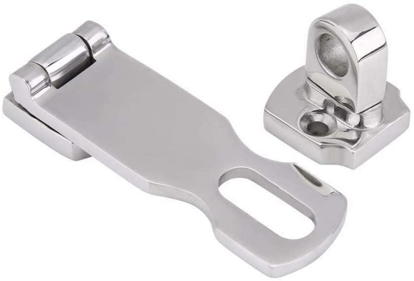 ISURE MARINE Grade Stainless Steel 3" Heavy Duty Door Hasp with Turning Padlock Eye Mount with Screws