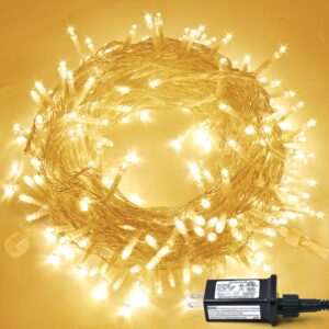 JMEXSUSS Connectable 91.5ft 250 LED String Lights Indoor Outdoor, Warm White LED Christmas Lights Outdoor Waterproof, 8 Modes Twinkle Fairy String Lights Plug in for Bedroom Tree Party Decoration