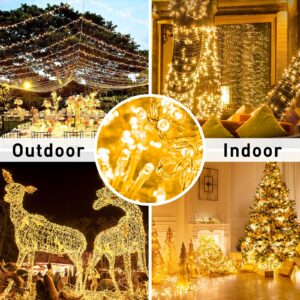 JMEXSUSS Connectable 91.5ft 250 LED String Lights Indoor Outdoor, Warm White LED Christmas Lights Outdoor Waterproof, 8 Modes Twinkle Fairy String Lights Plug in for Bedroom Tree Party Decoration