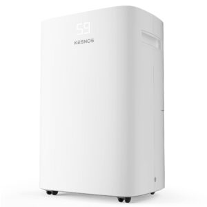 kesnos 4500 sq. ft dehumidifier for home with drain hose -ideal for basements, bedrooms, bathrooms, laundry rooms -with intelligent control panel, front display, 24 hr timer and 0.66 gallon water tank