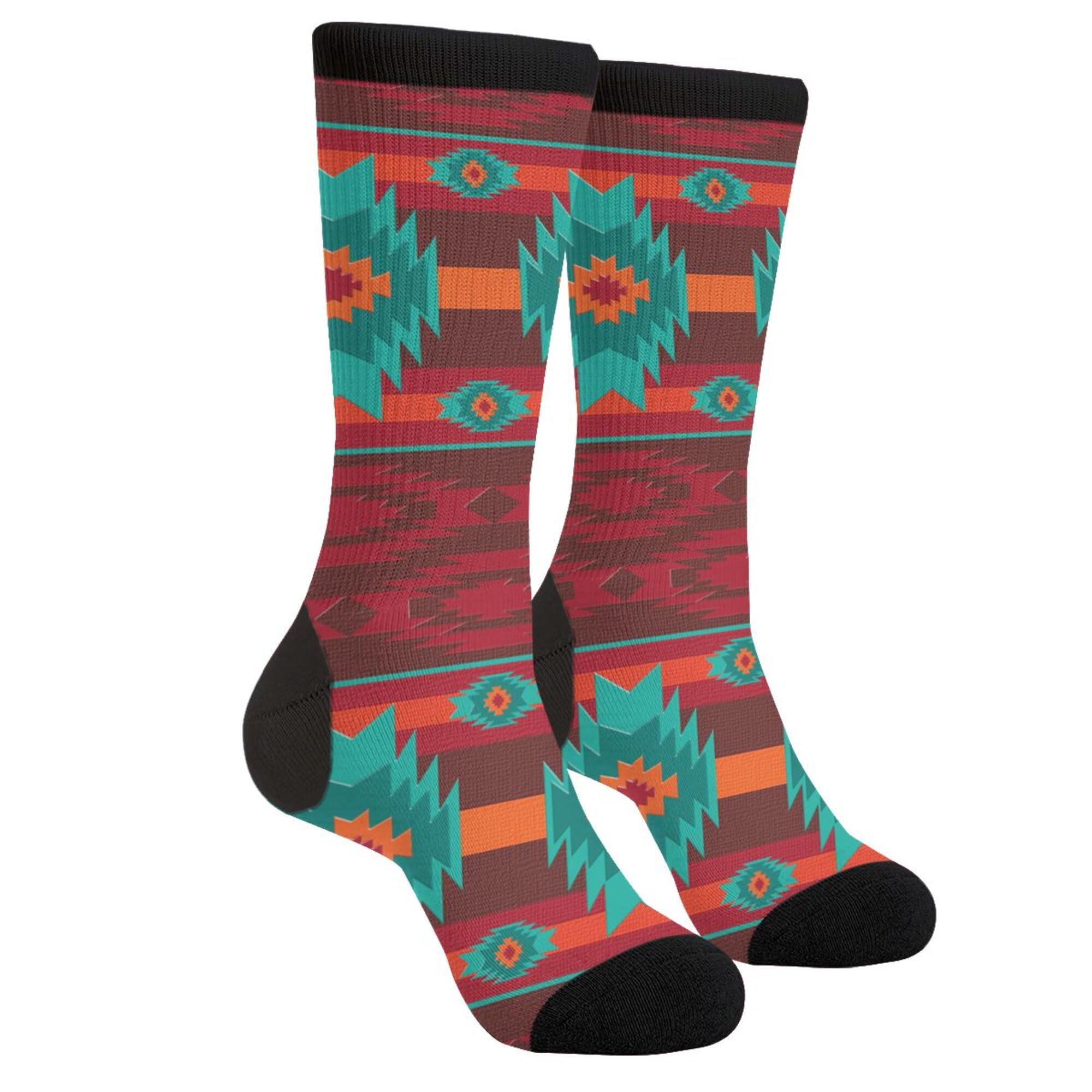 Colorful Southwest Southwestern Abstract Novelty Socks for Women & Men