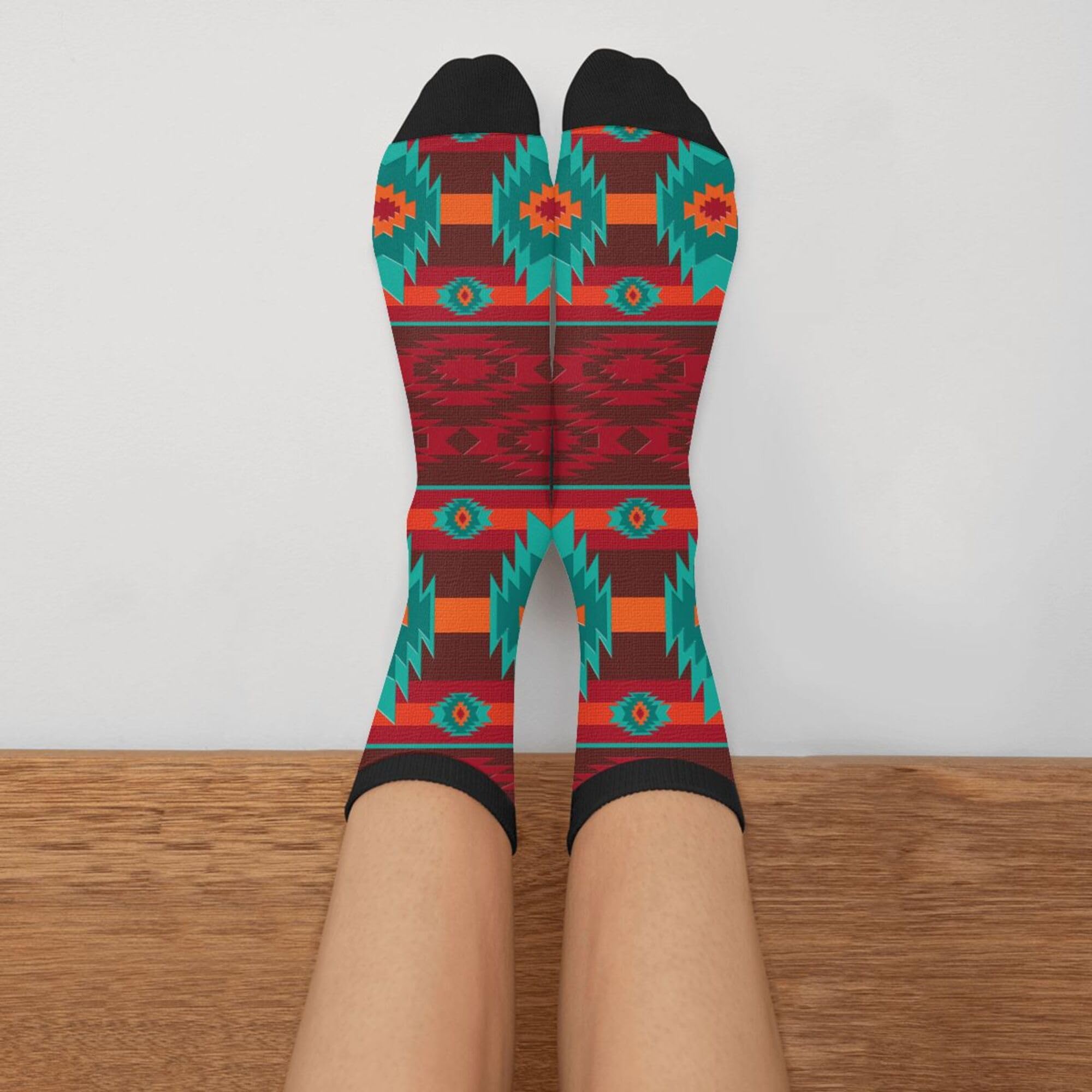 Colorful Southwest Southwestern Abstract Novelty Socks for Women & Men