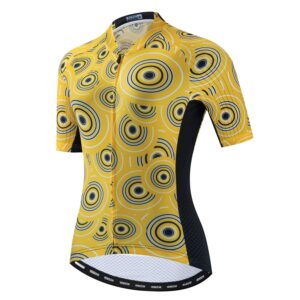 jpojpo cycling jersey women bicycle clothing pro team summer short sleeve mtb bike shirt top yellow
