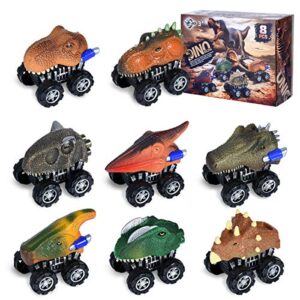 dinosaur toy pull back car for kids 3-5, 8 pack car toy dinosaur party favors, dinosaur car toys for toddler boys girls, birthday party toys creative gifts fits 3-8 year old and up