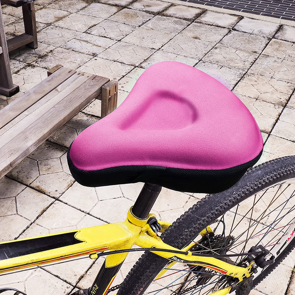 ANZOME Bike Seat Cushion, Extra Soft Wide Gel Bike Seats Cover for Men Women Comfort Fits Bicycle Cushions of Exercise Bikes Spin Stationary Cruiser Bicycles Indoor Cycling(Waterproof Case Included)