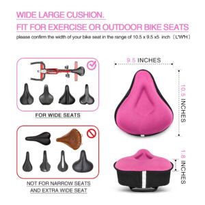 ANZOME Bike Seat Cushion, Extra Soft Wide Gel Bike Seats Cover for Men Women Comfort Fits Bicycle Cushions of Exercise Bikes Spin Stationary Cruiser Bicycles Indoor Cycling(Waterproof Case Included)