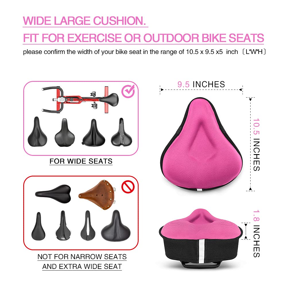 ANZOME Bike Seat Cushion, Extra Soft Wide Gel Bike Seats Cover for Men Women Comfort Fits Bicycle Cushions of Exercise Bikes Spin Stationary Cruiser Bicycles Indoor Cycling(Waterproof Case Included)