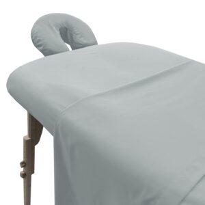 london linens soft microfiber massage table sheets set 3 piece set - includes massage table cover, massage fitted sheet, and massage face rest cover (stone)