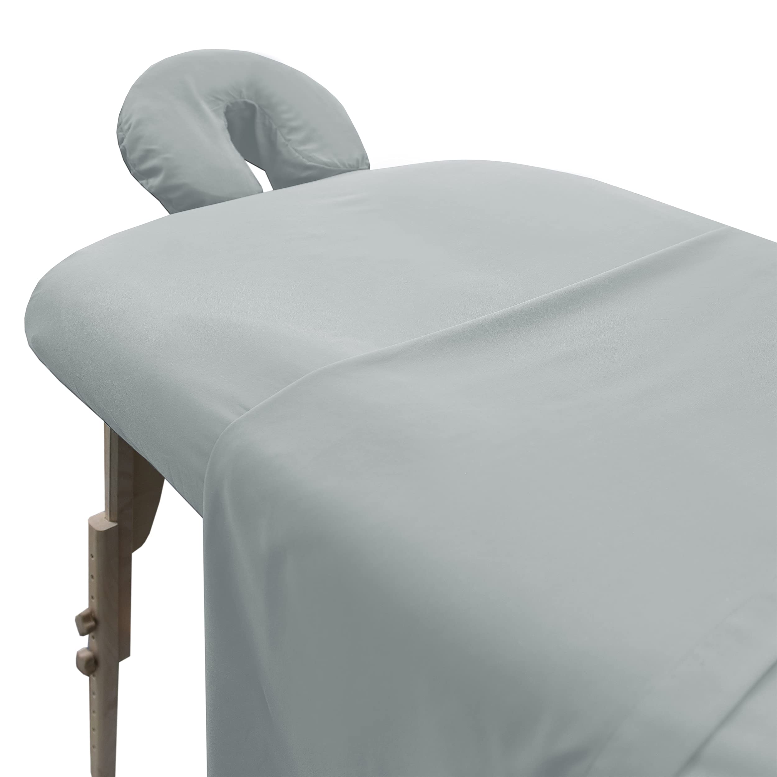 LONDON LINENS Soft Microfiber Massage Table Sheets Set 3 Piece Set - Includes Massage Table Cover, Massage Fitted Sheet, and Massage Face Rest Cover (Stone)