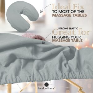 LONDON LINENS Soft Microfiber Massage Table Sheets Set 3 Piece Set - Includes Massage Table Cover, Massage Fitted Sheet, and Massage Face Rest Cover (Stone)