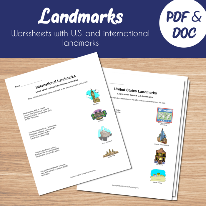 Landmarks Worksheets