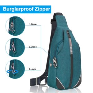 WATERFLY Tiny Crossbody Sling Backpack Anti Theft Backpack for Traveling Chest Shoulder Bag (Teal Blue)