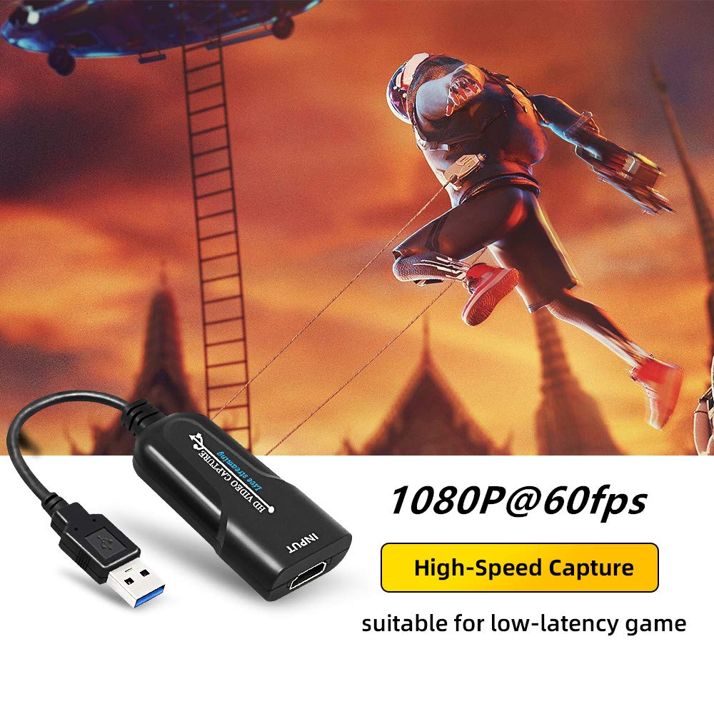 HDMI Audio Video Capture Device -Stream and Record in 1080p30 - HDMI to USB2. 0 USB Video Recorder Game Capture Card for Laptop High Definition Acquisition, Live Broadcasting