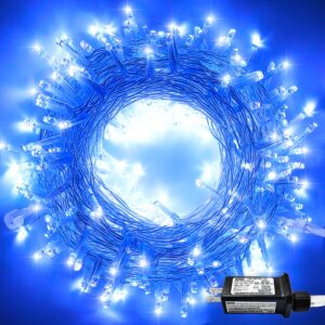 JMEXSUSS 250 LED Blue String Lights Indoor, 91.5ft Connectable Christmas Lights Outdoor Waterproof, 8 Modes Blue Christmas String Lights for Party Garden Christmas Tree Halloween Decoration