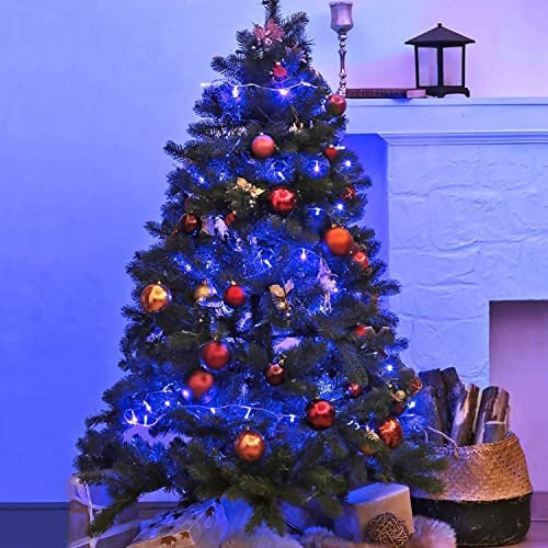 JMEXSUSS 250 LED Blue String Lights Indoor, 91.5ft Connectable Christmas Lights Outdoor Waterproof, 8 Modes Blue Christmas String Lights for Party Garden Christmas Tree Halloween Decoration