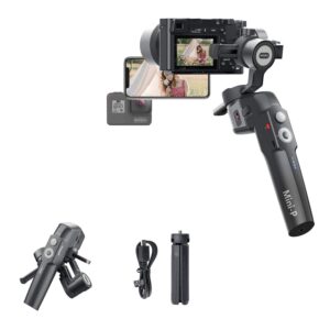 moza mini p 3-axis gimbal, foldable stabilizer for mirrorless cameras, action cameras and smartphones