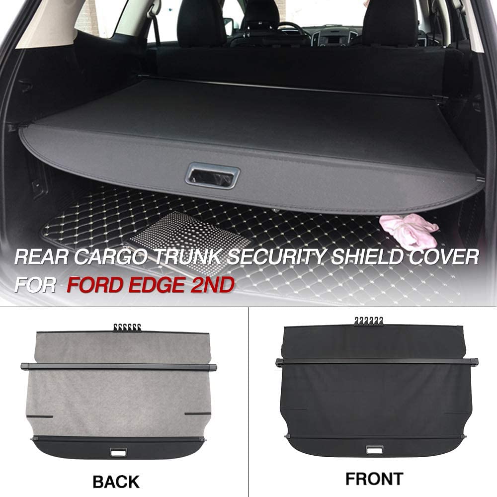 Powerty Compatible with Cargo Cover Ford Edge 2023 2015-2022 Rear Retractable Trunk Shade Shield Luggage Tonneau Cover Black No Gap