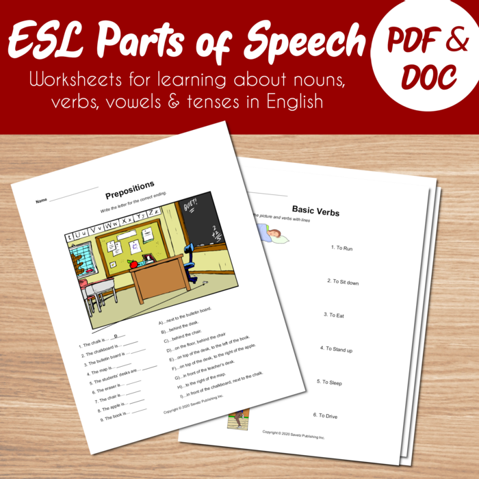 ESL Parts of Speech Worksheets