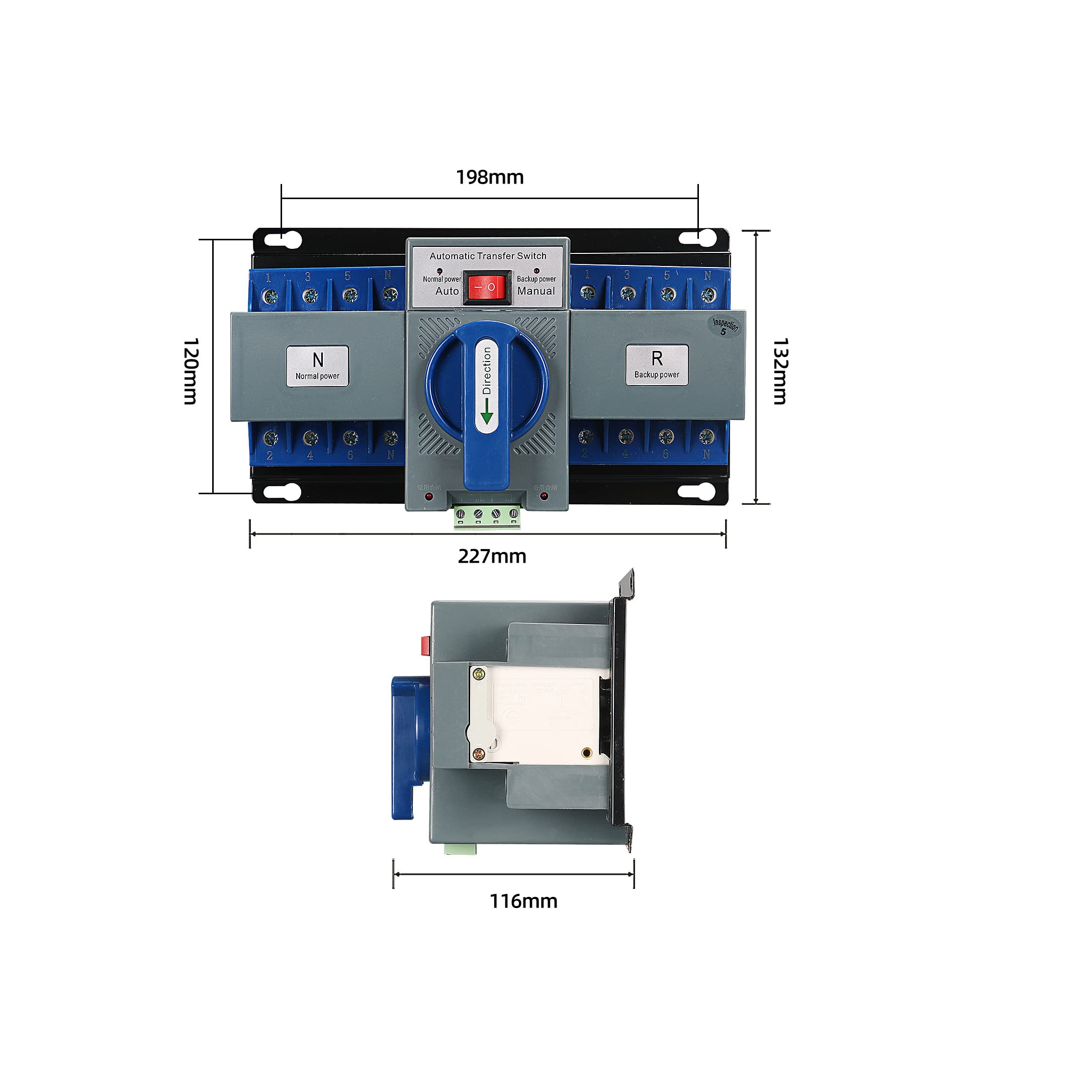 Ethedeal Dual Power Automatic Transfer Switch-enerator Changeover Switch- Electrical Selector Switches Dual Power Switch (4P 63A)