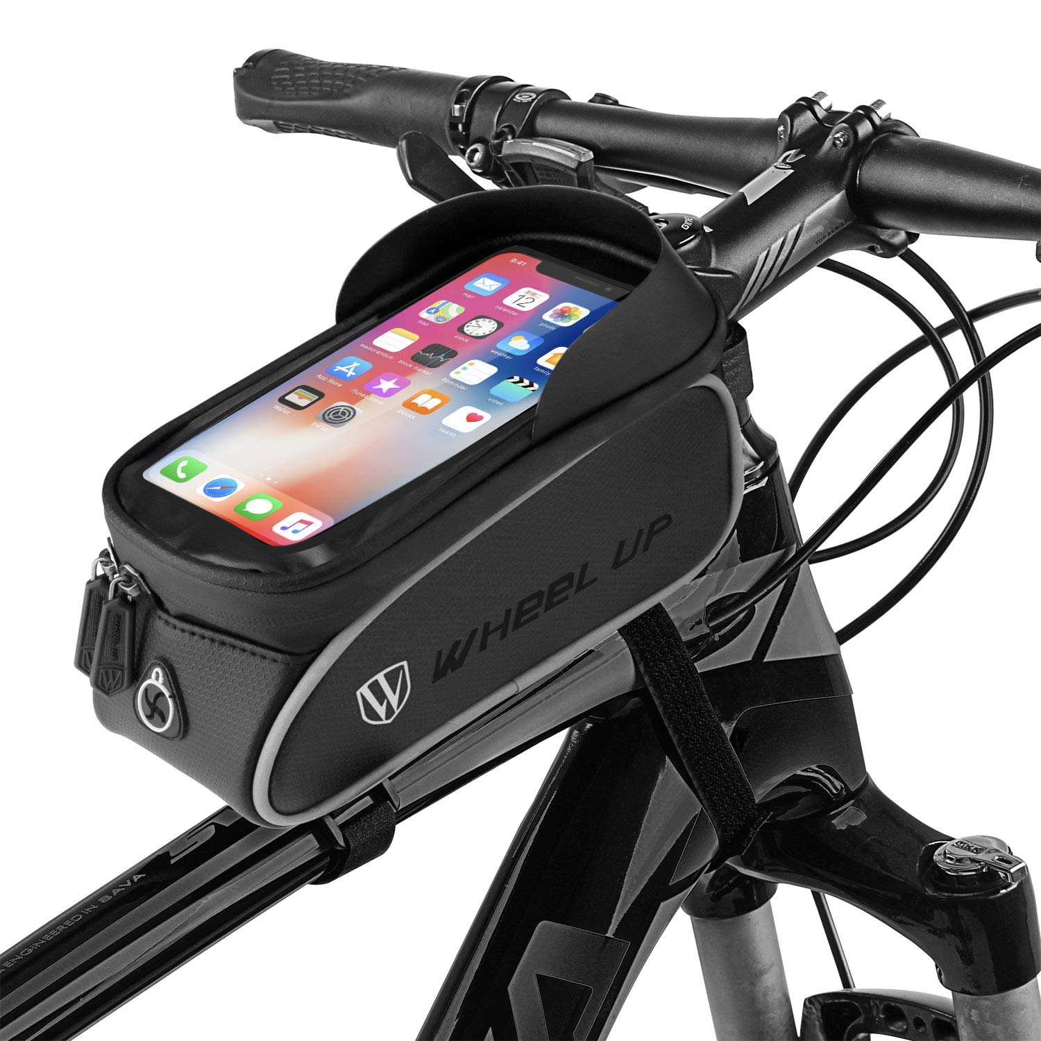 Tsuinz Waist Pack Waterproof Bicycle Bag Front Bike Phone Frame Bag Mount Top tube Bag Accessories for iPhone 13/12/11 Pro X/XS/XR/8 Airpods Samsung Galaxy S22/S21/S20/A10e/S10