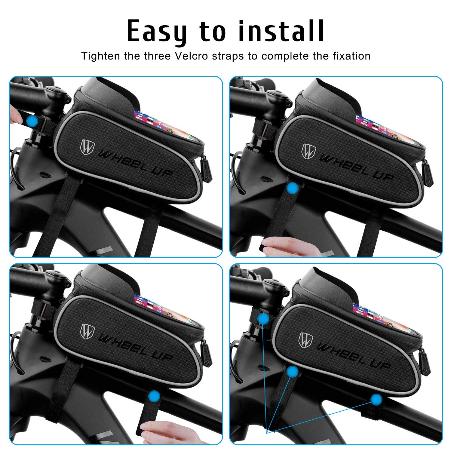 Tsuinz Waist Pack Waterproof Bicycle Bag Front Bike Phone Frame Bag Mount Top tube Bag Accessories for iPhone 13/12/11 Pro X/XS/XR/8 Airpods Samsung Galaxy S22/S21/S20/A10e/S10