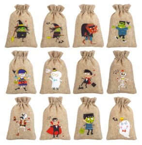 ccinee 36pcs burlap halloween party bags novelty linen jute bags 4" x 6" for halloween gifts packing party decoration supplies