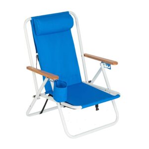 folding camping chair, lightweight beach chair, backpack outdoor chair with cup holder pool side lounge chair for travel, picnic, festival and bbq, blue