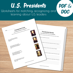 u.s. presidents worksheets