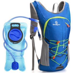 hydration backpack, lightweight hydration pack, water backpack pack with 2l hydration water bladder , suitable for men women kids biking，hiking，camping, cycling, running, and music festival(blue)