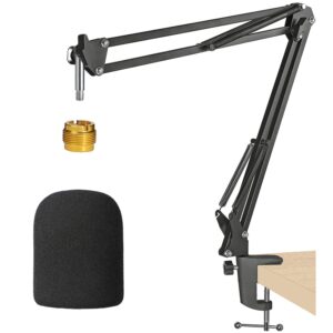 at2020 mic boom arm with pop filter - microphone mic stand with windscreen compatible with audio-technica at2020, at2035, at4040 condenser microphone by youshares